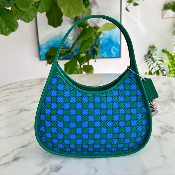 COACH Coachtopia Ergo Shoulder Bag in Mini Checkerboard Upcrafted Leather CK112 - Picture 2 of 14